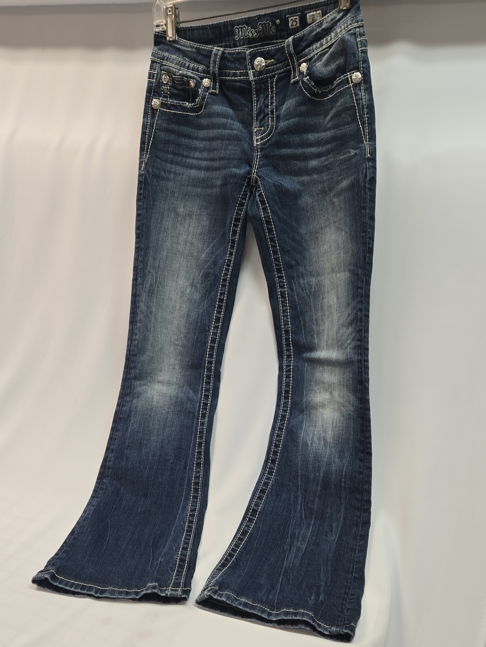 Miss Me Dark Indigo Whiskered Flare Jeans
